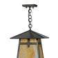 Meyda Lighting Stillwater 17" Craftsman Brown Cross Mission Pendant Light With Beige Art Shade Glass
