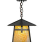 Meyda Lighting Stillwater 17" Craftsman Brown Cross Mission Pendant Light With Beige Art Shade Glass