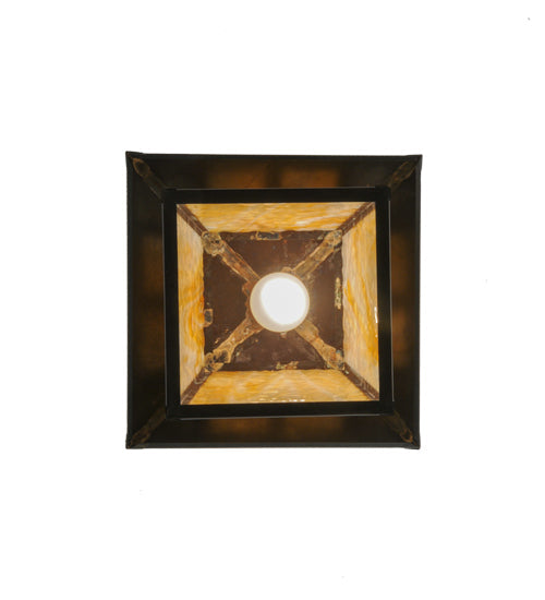 Meyda Lighting Stillwater 17" Craftsman Brown Cross Mission Pendant Light With Beige Art Shade Glass