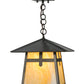 Meyda Lighting Stillwater 17" Craftsman Brown Cross Mission Pendant Light With Beige Art Shade Glass