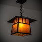 Meyda Lighting Stillwater 17" Craftsman Brown Double Bar Mission Pendant Light With Amber Mica Shade Glass