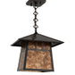 Meyda Lighting Stillwater 17" Craftsman Brown Double Bar Mission Pendant Light With Amber Mica Shade Glass