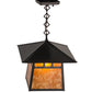 Meyda Lighting Stillwater 17" Craftsman Brown Double Bar Mission Pendant Light With Amber Mica Shade Glass
