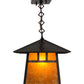 Meyda Lighting Stillwater 17" Craftsman Brown Double Bar Mission Pendant Light With Amber Mica Shade Glass