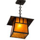 Meyda Lighting Stillwater 17" Craftsman Brown Double Bar Mission Pendant Light With Amber Mica Shade Glass