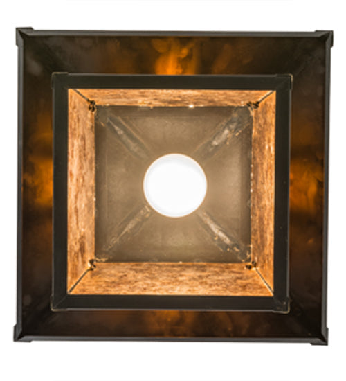 Meyda Lighting Stillwater 17" Craftsman Brown Double Bar Mission Pendant Light With Amber Mica Shade Glass