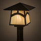 Meyda Lighting Stillwater 17" Craftsman Brown Hill Top Outdoor Post Mount Light With Beige Iridescent Shade Glass