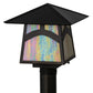 Meyda Lighting Stillwater 17" Craftsman Brown Hill Top Outdoor Post Mount Light With Beige Iridescent Shade Glass