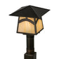 Meyda Lighting Stillwater 17" Craftsman Brown Hill Top Outdoor Post Mount Light With Beige Iridescent Shade Glass