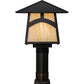 Meyda Lighting Stillwater 17" Craftsman Brown Hill Top Outdoor Post Mount Light With Beige Iridescent Shade Glass