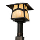 Meyda Lighting Stillwater 17" Craftsman Brown Hill Top Outdoor Post Mount Light With Beige Iridescent Shade Glass