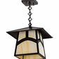 Meyda Lighting Stillwater 17" Craftsman Brown Hill Top Pendant Light With Beige Art Shade Glass