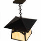 Meyda Lighting Stillwater 17" Craftsman Brown Hill Top Pendant Light With Beige Art Shade Glass
