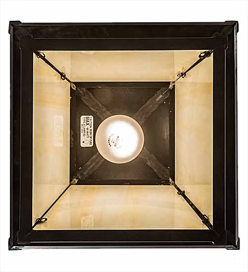 Meyda Lighting Stillwater 17" Craftsman Brown Hill Top Pendant Light With Beige Art Shade Glass