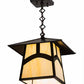 Meyda Lighting Stillwater 17" Craftsman Brown Hill Top Pendant Light With Beige Art Shade Glass