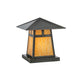 Meyda Lighting Stillwater 17" Craftsman Brown T Mission Outdoor Flushmount Light With Beige Art Shade Glass