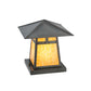 Meyda Lighting Stillwater 17" Craftsman Brown T Mission Outdoor Flushmount Light With Beige Art Shade Glass