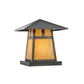 Meyda Lighting Stillwater 17" Craftsman Brown T Mission Outdoor Flushmount Light With Beige Art Shade Glass