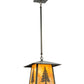 Meyda Lighting Stillwater 17" Craftsman Brown Tall Pine Pendant Light With Beige Shade Glass
