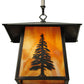 Meyda Lighting Stillwater 17" Craftsman Brown Tall Pine Pendant Light With Beige Shade Glass