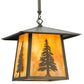 Meyda Lighting Stillwater 17" Craftsman Brown Tall Pine Pendant Light With Beige Shade Glass