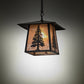 Meyda Lighting Stillwater 17" Craftsman Brown Tall Pine Pendant Light With Silver Mica Shade Glass