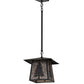 Meyda Lighting Stillwater 17" Craftsman Brown Tall Pine Pendant Light With Silver Mica Shade Glass