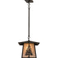 Meyda Lighting Stillwater 17" Craftsman Brown Tall Pine Pendant Light With Silver Mica Shade Glass