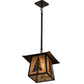 Meyda Lighting Stillwater 17" Craftsman Brown Tall Pine Pendant Light With Silver Mica Shade Glass