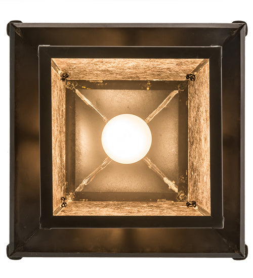 Meyda Lighting Stillwater 17" Craftsman Brown Tall Pine Pendant Light With Silver Mica Shade Glass