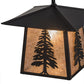 Meyda Lighting Stillwater 17" Craftsman Brown Tall Pine Pendant Light With Silver Mica Shade Glass