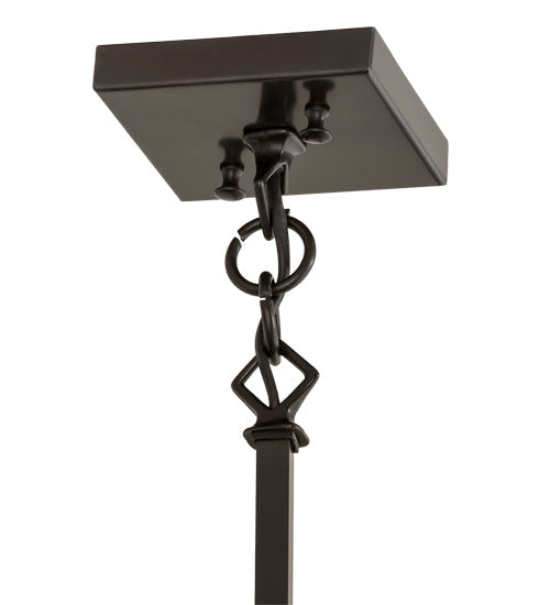 Meyda Lighting Stillwater 17" Craftsman Brown Tall Pine Pendant Light With Silver Mica Shade Glass