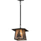 Meyda Lighting Stillwater 17" Craftsman Brown Tall Pine Pendant Light With Silver Mica Shade Glass
