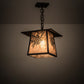 Meyda Lighting Stillwater 17" Craftsman Brown Winter Pine Pendant Light With Silver Mica Shade Glass