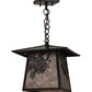 Meyda Lighting Stillwater 17" Craftsman Brown Winter Pine Pendant Light With Silver Mica Shade Glass