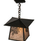 Meyda Lighting Stillwater 17" Craftsman Brown Winter Pine Pendant Light With Silver Mica Shade Glass