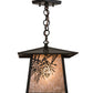 Meyda Lighting Stillwater 17" Craftsman Brown Winter Pine Pendant Light With Silver Mica Shade Glass