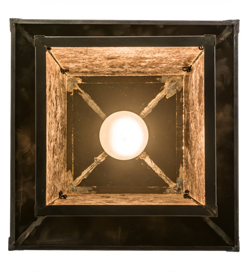 Meyda Lighting Stillwater 17" Craftsman Brown Winter Pine Pendant Light With Silver Mica Shade Glass