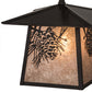 Meyda Lighting Stillwater 17" Craftsman Brown Winter Pine Pendant Light With Silver Mica Shade Glass