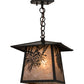 Meyda Lighting Stillwater 17" Craftsman Brown Winter Pine Pendant Light With Silver Mica Shade Glass