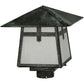 Meyda Lighting Stillwater 17" Craftsman Verdigris Cross Mission Outdoor Post Mount Light With White Art Shade Glass