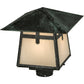 Meyda Lighting Stillwater 17" Craftsman Verdigris Cross Mission Outdoor Post Mount Light With White Art Shade Glass