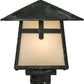 Meyda Lighting Stillwater 17" Craftsman Verdigris Cross Mission Outdoor Post Mount Light With White Art Shade Glass