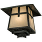 Meyda Lighting Stillwater 17" Craftsman Verdigris Cross Mission Outdoor Post Mount Light With White Art Shade Glass
