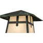 Meyda Lighting Stillwater 17" Craftsman Verdigris Cross Mission Outdoor Post Mount Light With White Art Shade Glass