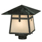 Meyda Lighting Stillwater 17" Craftsman Verdigris Cross Mission Outdoor Post Mount Light With White Art Shade Glass
