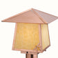 Meyda Lighting Stillwater 17" Natural Copper Dragonfly Post Mount Light With Beige Art Shade Glass