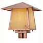 Meyda Lighting Stillwater 17" Natural Copper Dragonfly Post Mount Light With Beige Art Shade Glass