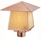 Meyda Lighting Stillwater 17" Natural Copper Dragonfly Post Mount Light With Beige Art Shade Glass