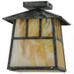 Meyda Lighting Stillwater 17" Verdigris Double Bar Mission Flush Mount Light With Beige Iridescent Shade Glass